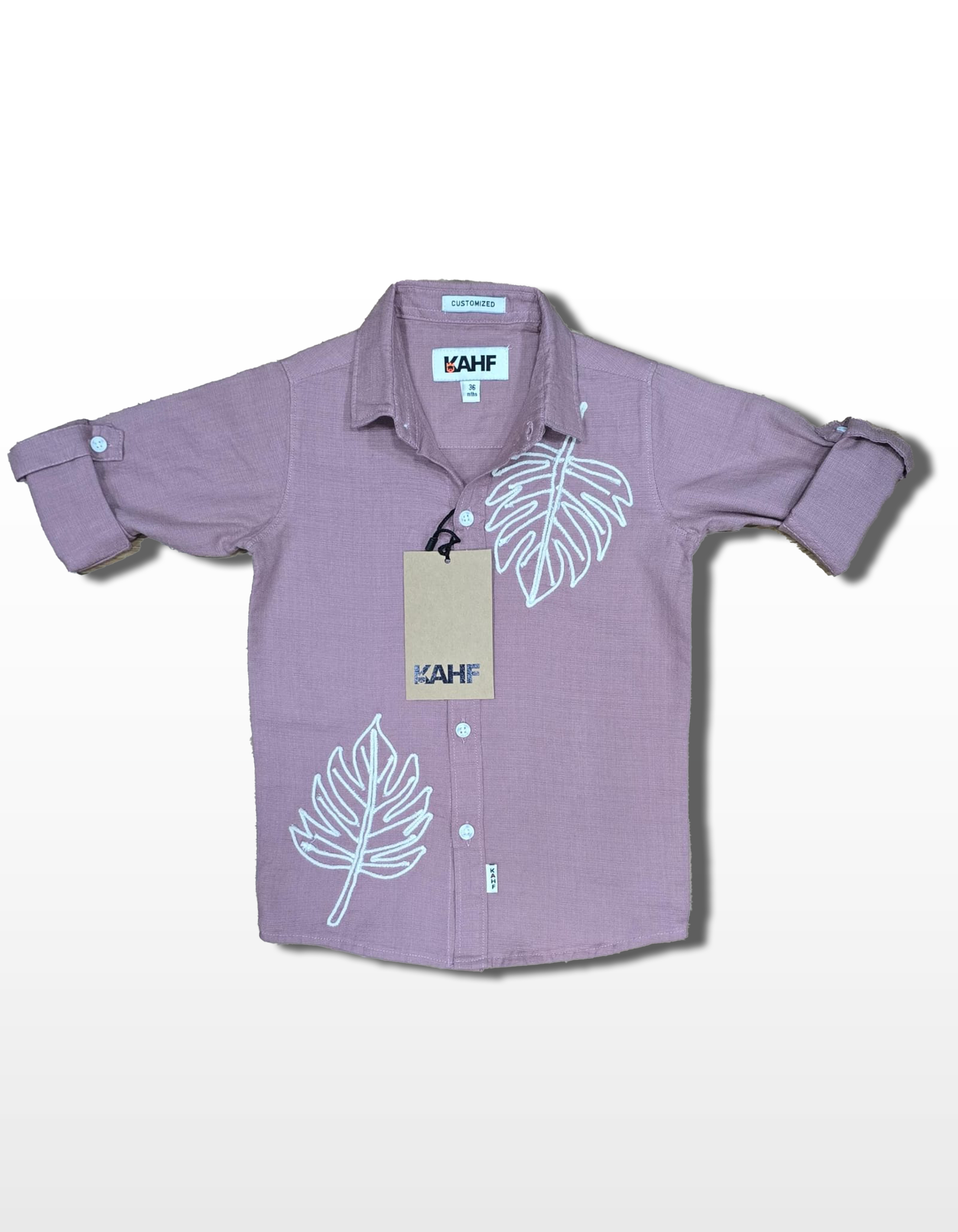 Tropical Leaf Embroided Shirt - Lavender